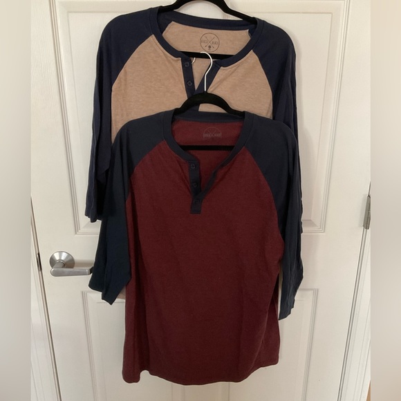 3/4 Sleeve Henley Tee Shirt Lot (2) XXL - Picture 1 of 7